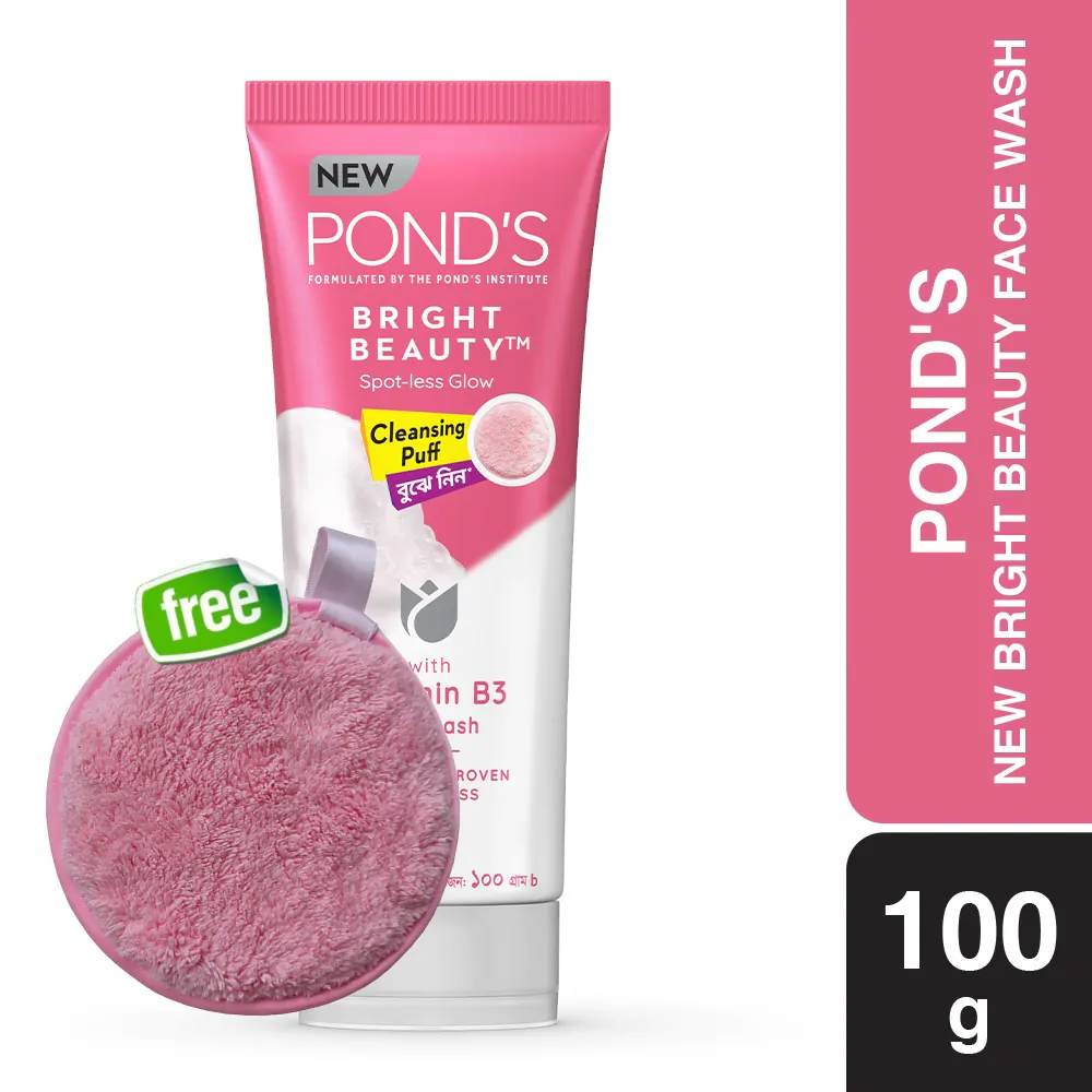 Pond’s Face Wash Bright Beauty 100g and Get Free Cleansing Puff